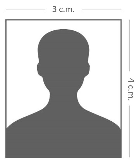Referencia de tamaño de la foto 3 cm x 4 cm